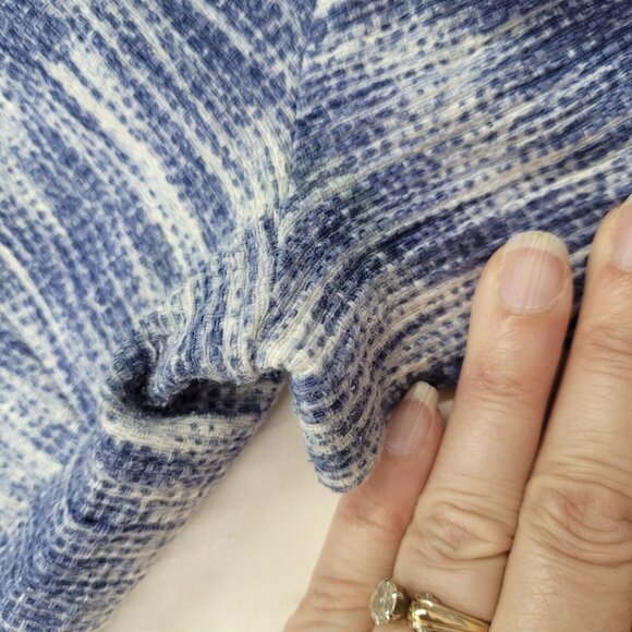 Loft Dress Women 4 Blue Short Sleeve Textured Slightly Discolored Armpits - Picture 8 of 12